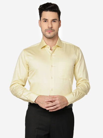 Yellow Solid Slim Fit Formal Shirt | Metal