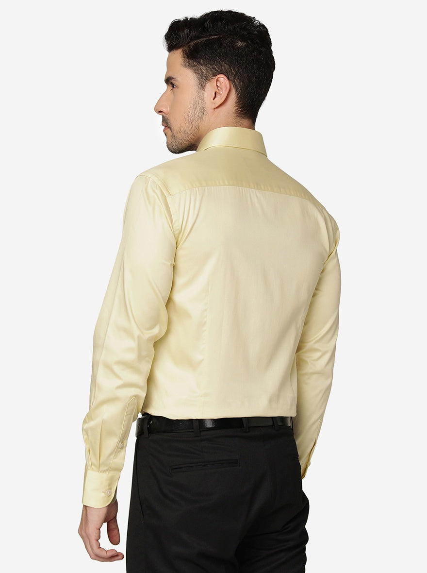 Yellow Solid Slim Fit Formal Shirt | Metal