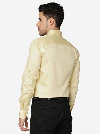 Yellow Solid Slim Fit Formal Shirt | Metal