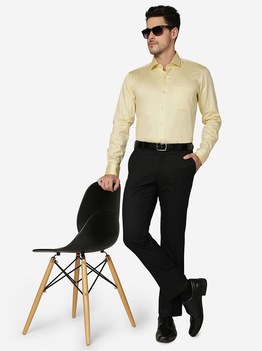 Yellow Solid Slim Fit Formal Shirt | Metal