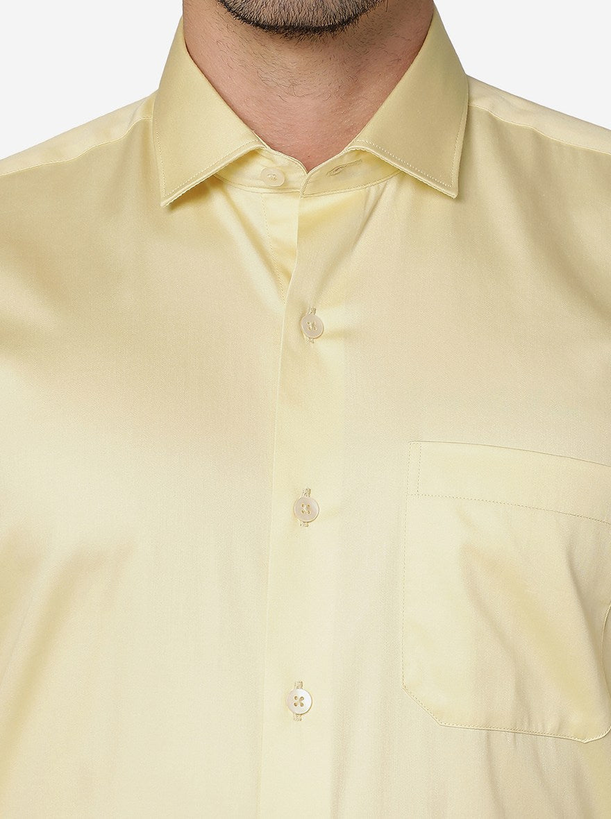 Yellow Solid Slim Fit Formal Shirt | Metal
