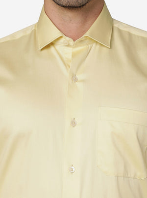 Yellow Solid Slim Fit Formal Shirt | Metal