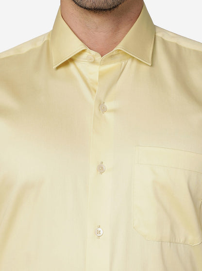 Yellow Solid Slim Fit Formal Shirt | Metal