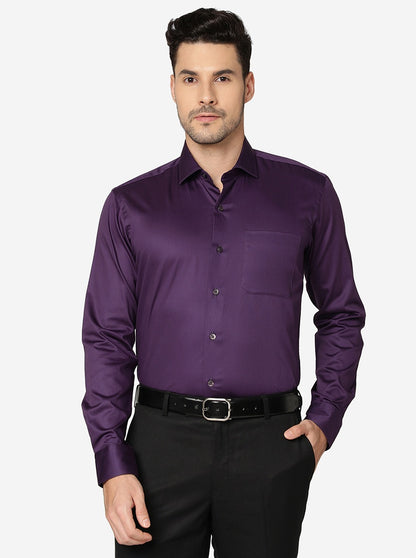 Purple Solid Slim Fit Formal Shirt | Metal