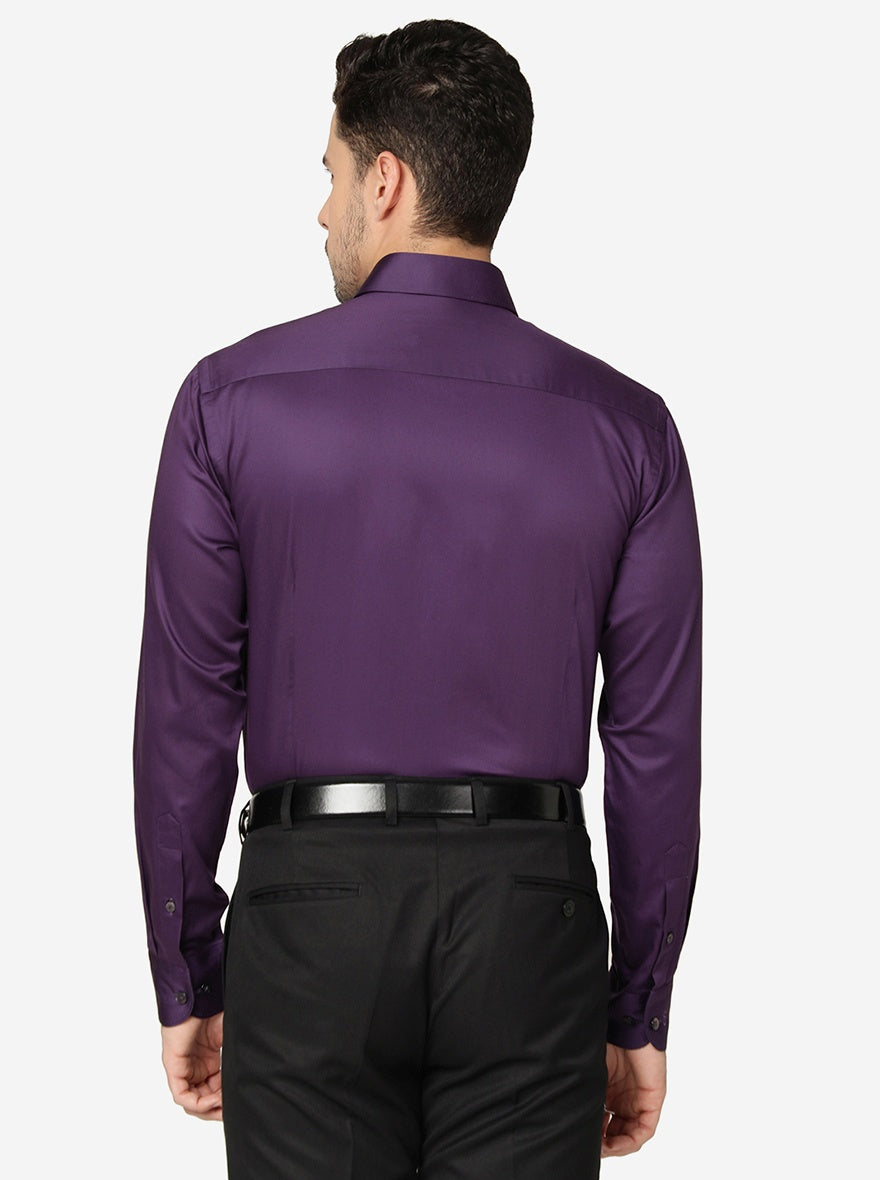 Purple Solid Slim Fit Formal Shirt | Metal