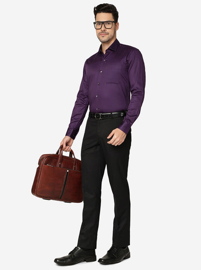 Purple Solid Slim Fit Formal Shirt | Metal