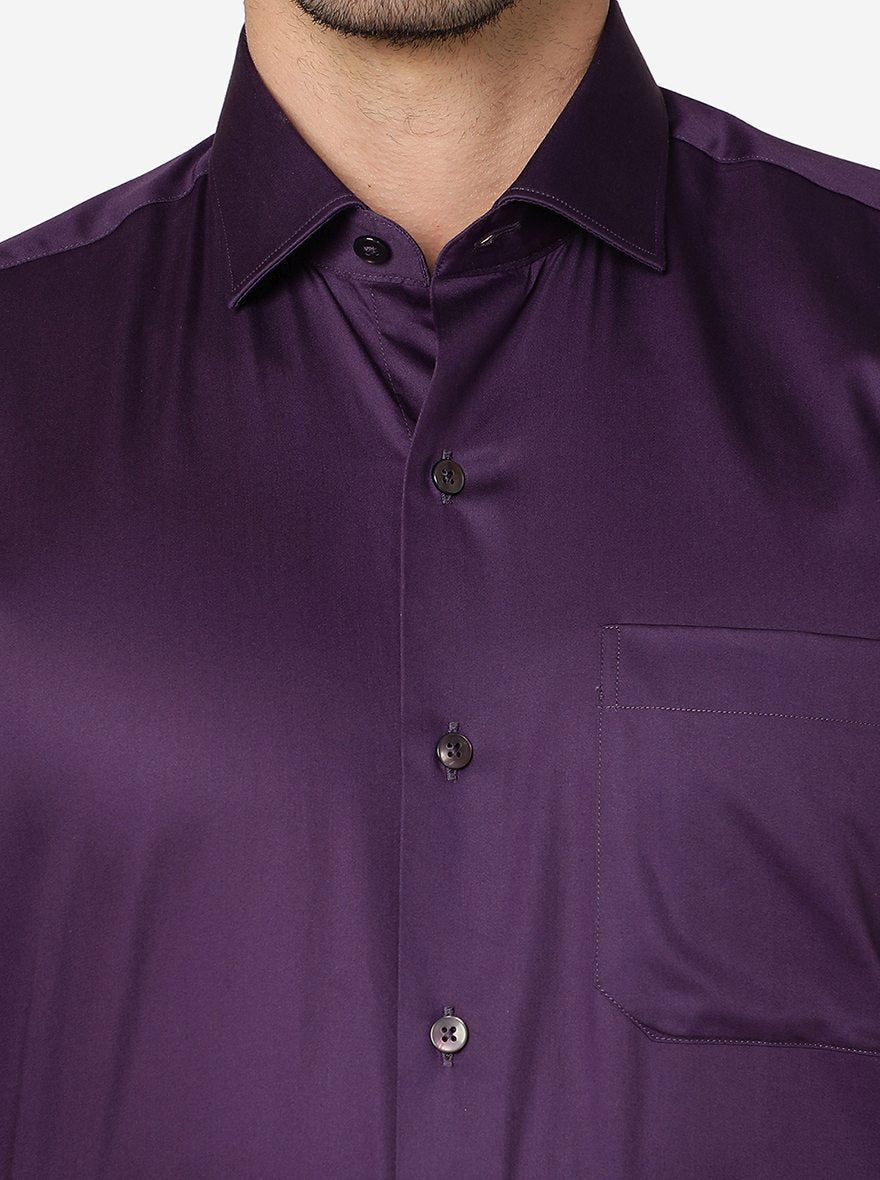Purple Solid Slim Fit Formal Shirt | Metal