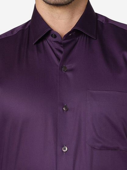 Purple Solid Slim Fit Formal Shirt | Metal