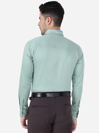 Pista Green Solid Slim Fit Party Wear Shirt | JB Studio