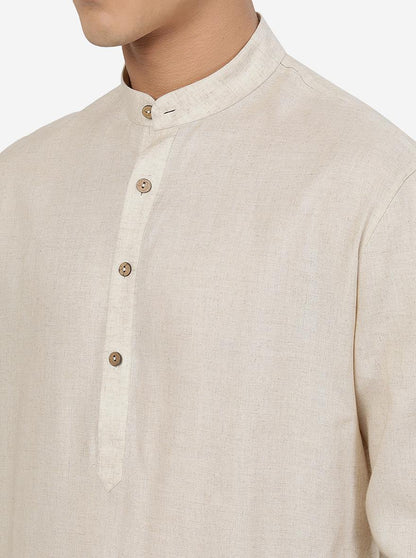 Beige Solid Regular Fit Modi Kurta | JadeBlue
