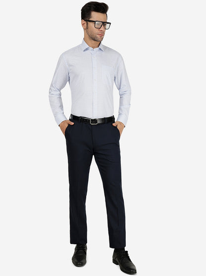 Light Blue Checked Regular Fit Formal Shirt | JadeBlue