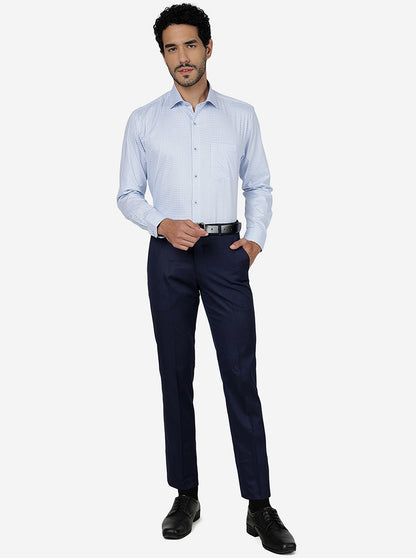 Sky Blue Checked Regular Fit Formal Shirt | JadeBlue