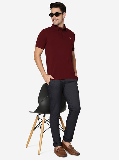 Navy Blue Solid Super Slim Fit Casual Trouser | Greenfibre