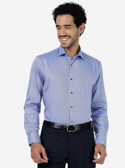 Blue Solid Regular Fit Formal Shirt | JadeBlue