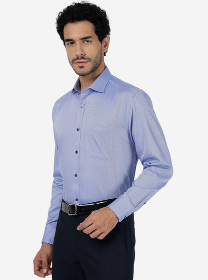 Blue Solid Regular Fit Formal Shirt | JadeBlue