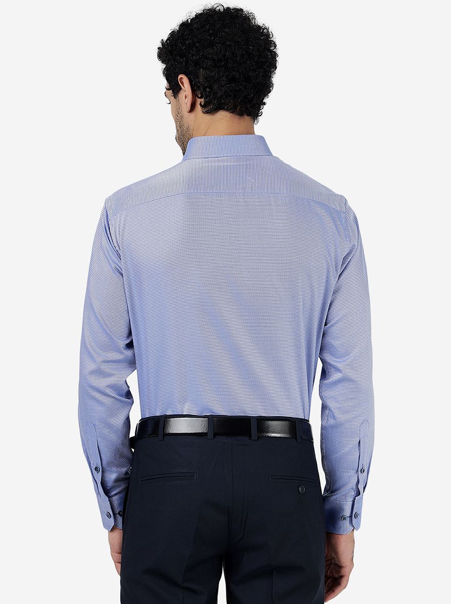 Blue Solid Regular Fit Formal Shirt | JadeBlue