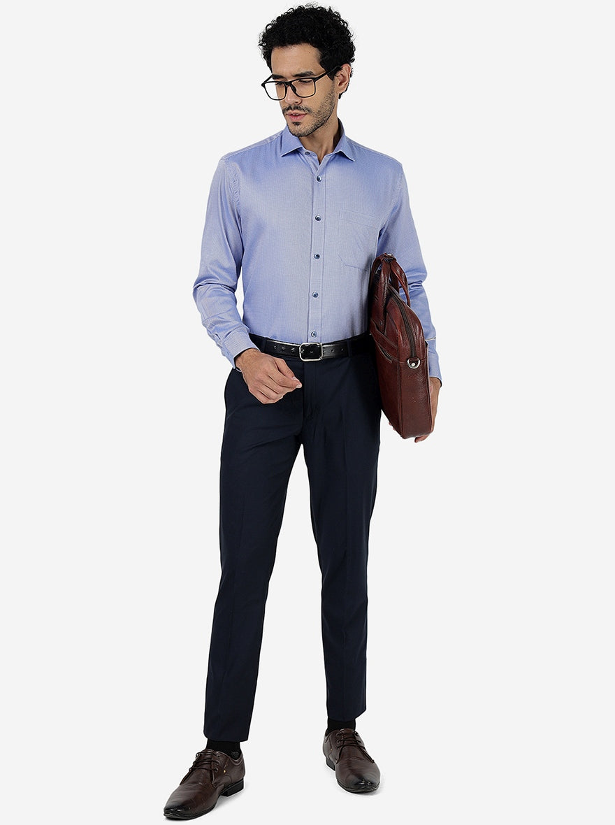 Blue Solid Regular Fit Formal Shirt | JadeBlue