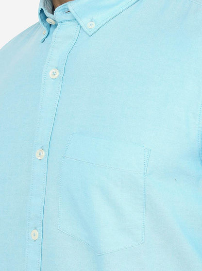Light Blue Solid Slim Fit Casual Shirt | JadeBlue