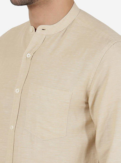 Wheat Brown Solid Slim Fit Casual Shirt | JadeBlue