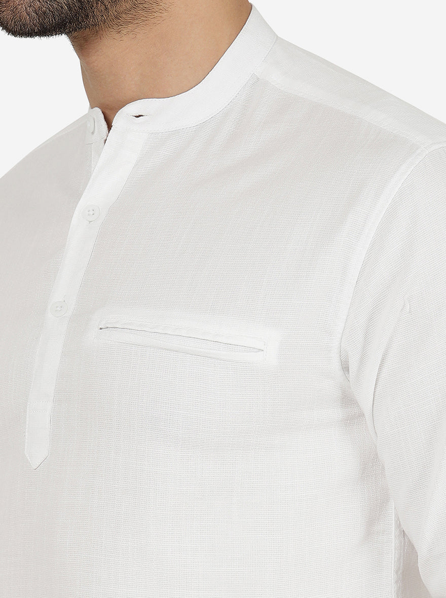 White Solid Slim Fit Semi Casual Shirt | Greenfibre