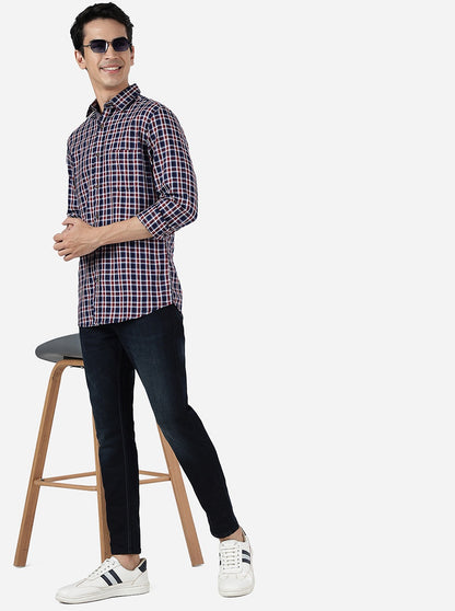 Red Checked Slim Fit Casual Shirt | JadeBlue