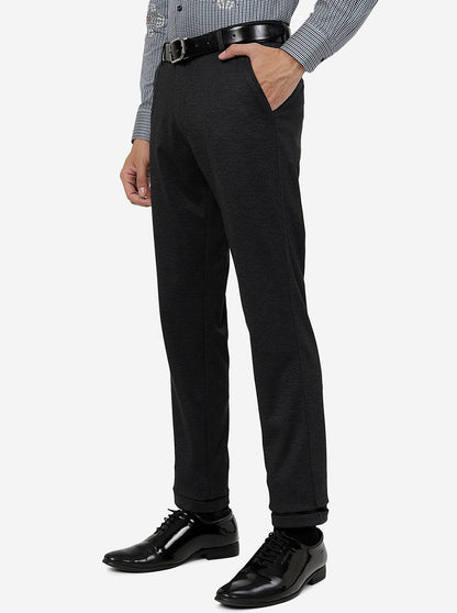 Black Solid Slim Fit Club Wear Trouser | JB Studio