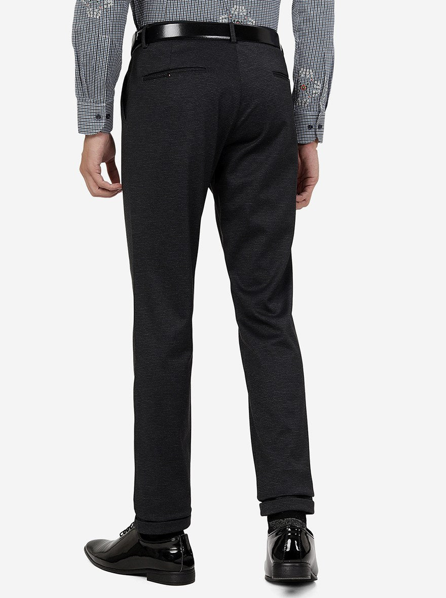 Black Solid Slim Fit Club Wear Trouser | JB Studio
