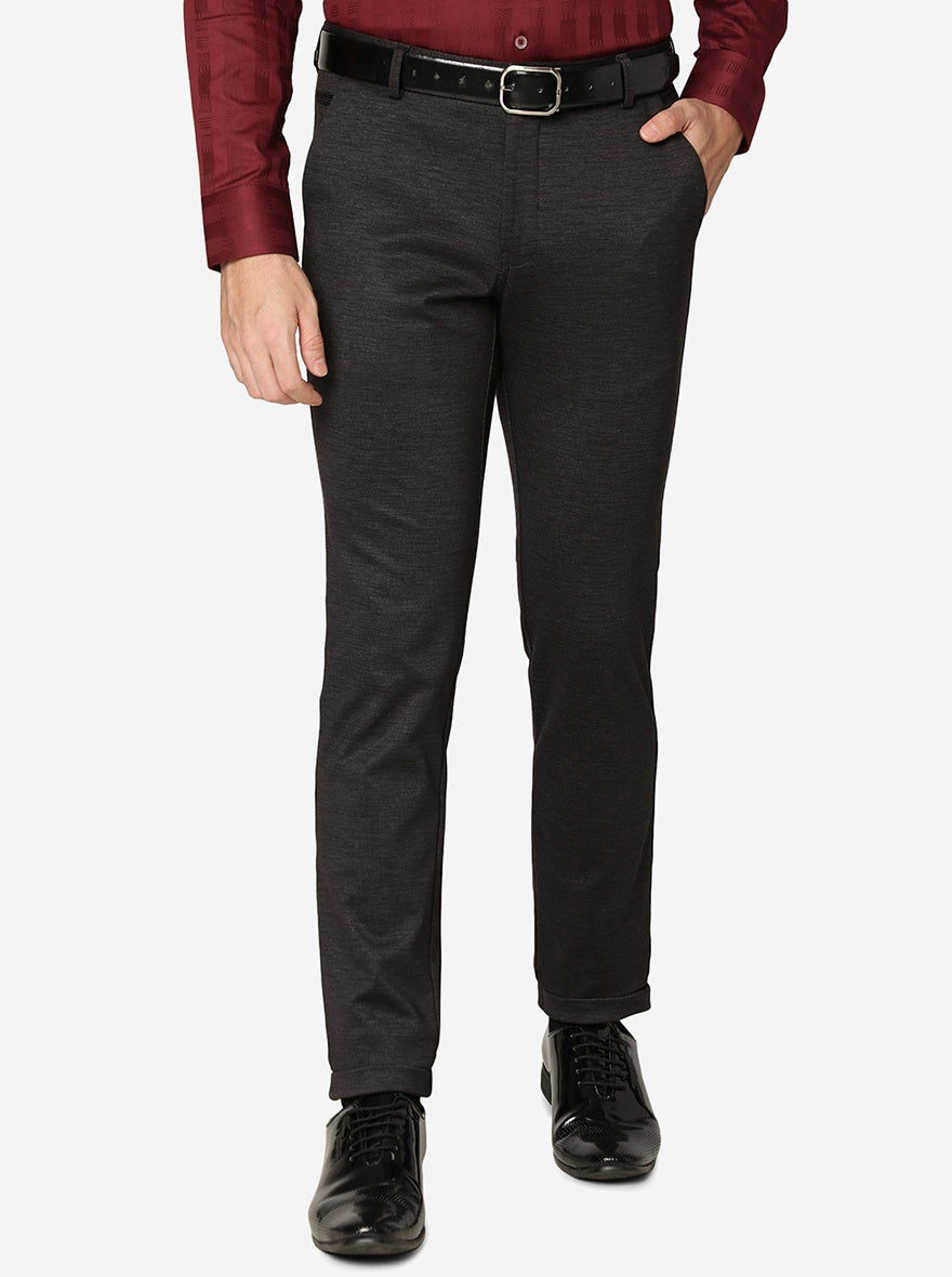 Brown Solid Slim Fit Club Wear Trouser | JB Studio