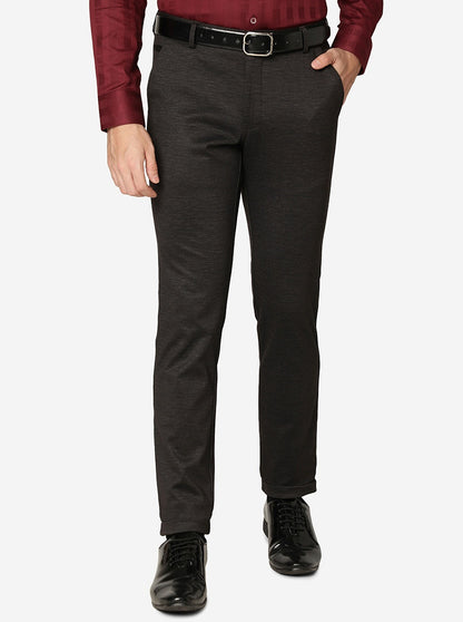 Brown Solid Slim Fit Club Wear Trouser | JB Studio