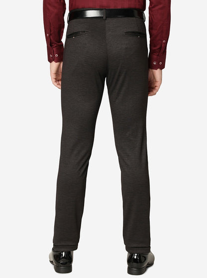 Brown Solid Slim Fit Club Wear Trouser | JB Studio