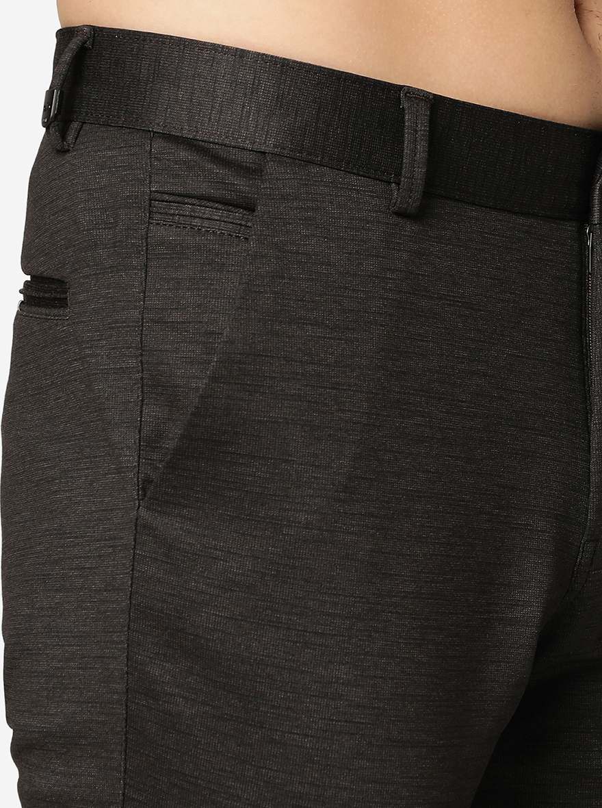 Brown Solid Slim Fit Club Wear Trouser | JB Studio