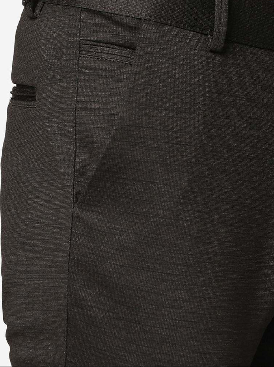 Brown Solid Slim Fit Club Wear Trouser | JB Studio