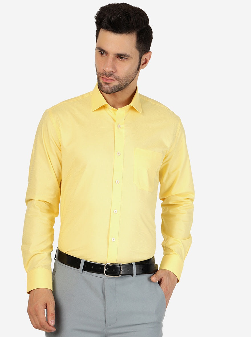 Light Yellow Solid Regular Fit Formal Shirt | JadeBlue