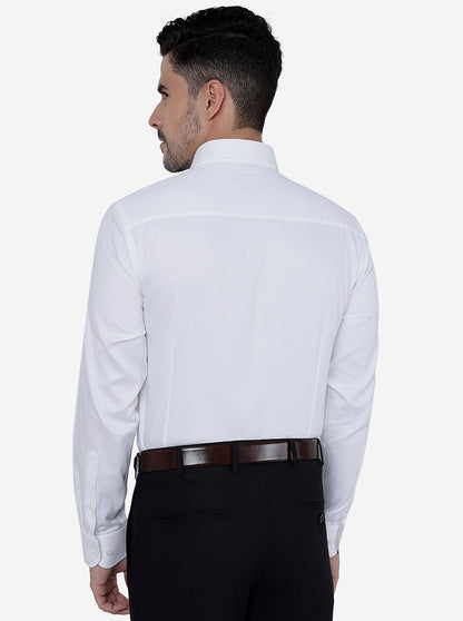 White Solid Slim Fit Formal Shirt | Metal