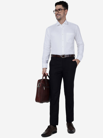 White Solid Slim Fit Formal Shirt | Metal