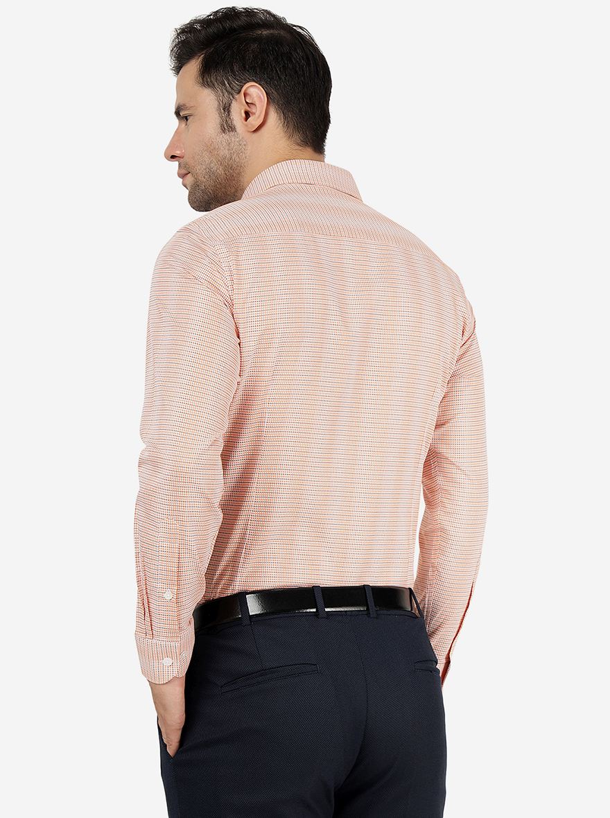 Orange Striped Slim Fit Formal Shirt | Metal