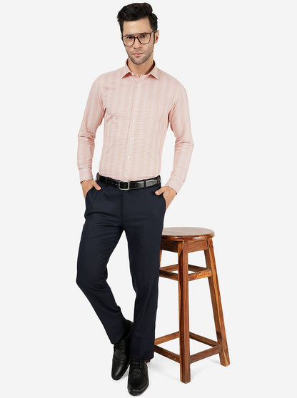 Orange Striped Slim Fit Formal Shirt | Metal