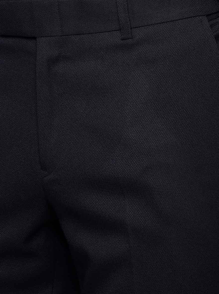 Navy Blue Solid Slim Fit Formal Trouser | Metal