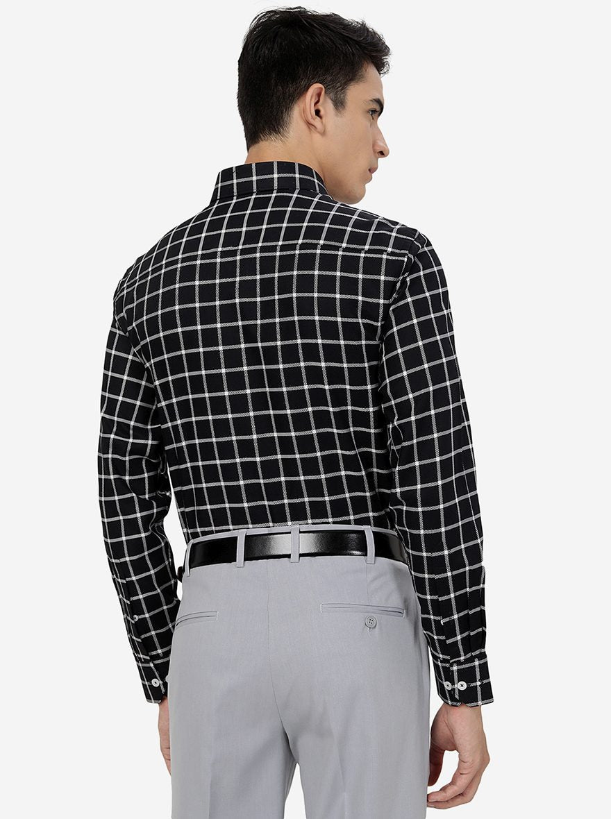 Black Checked Regular Fit Formal Shirt | JadeBlue
