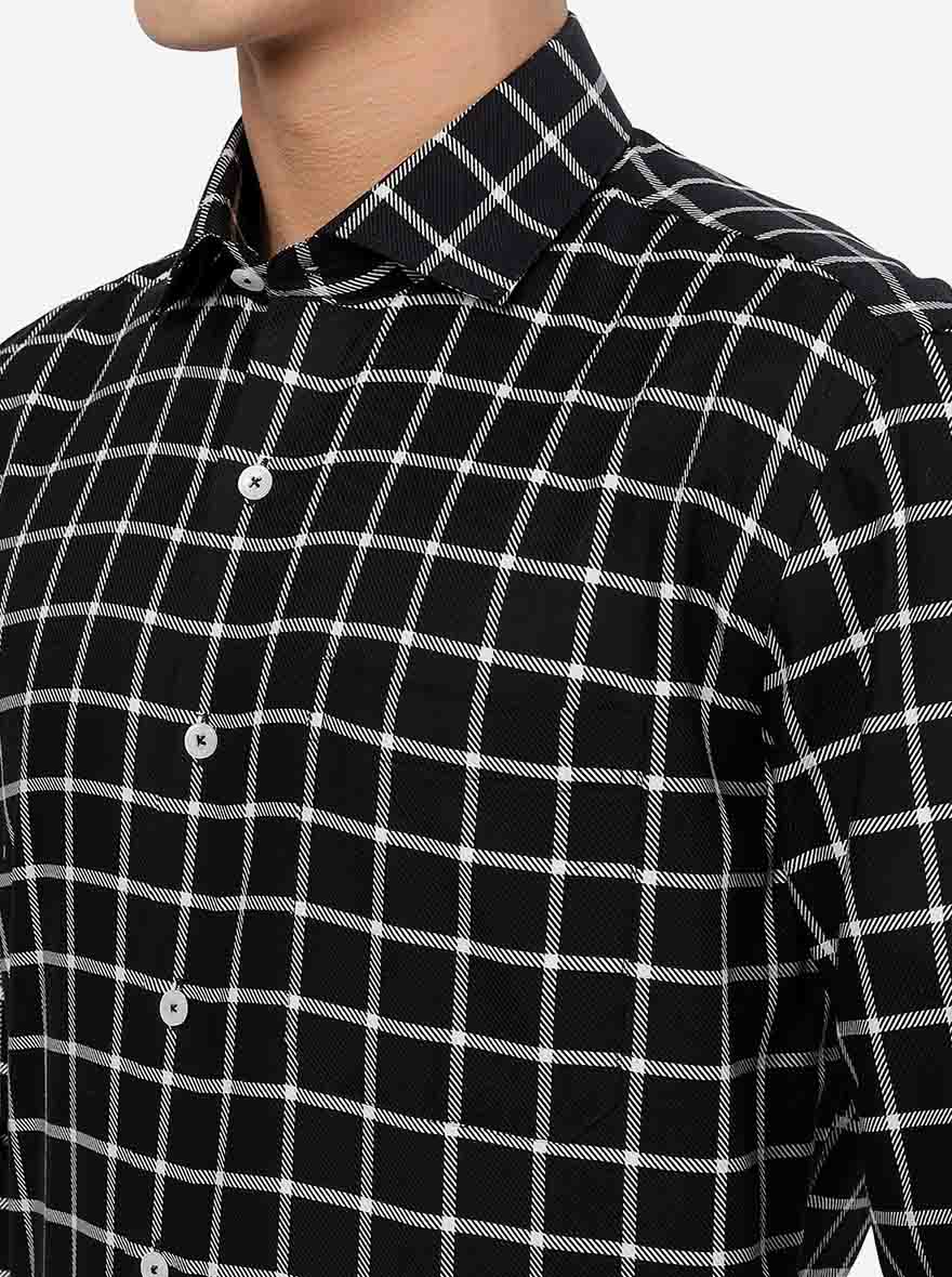 Black Checked Regular Fit Formal Shirt | JadeBlue
