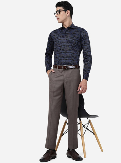 Blue Printed Slim Fit Party Wear Shirt | JB Studio