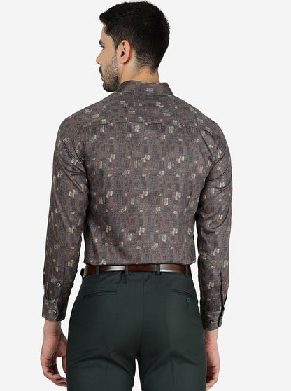 Maroon Printed Slim Fit Formal Shirt | Metal