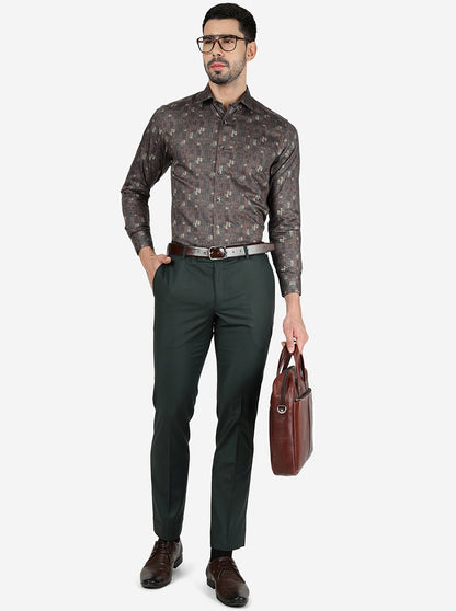 Maroon Printed Slim Fit Formal Shirt | Metal