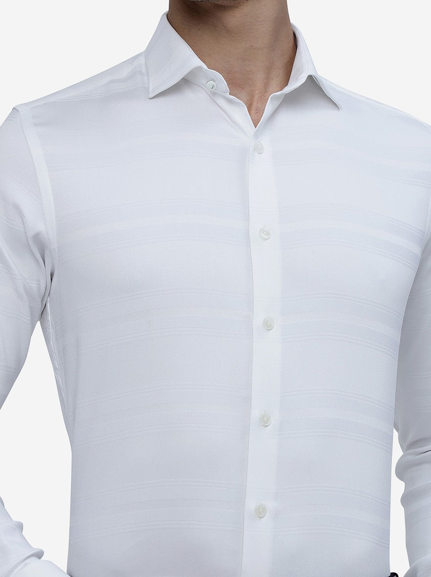 White Checked Slim Fit Party Wear Shirt | Wyre