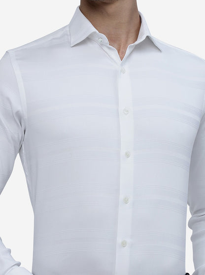 White Checked Slim Fit Party Wear Shirt | Wyre