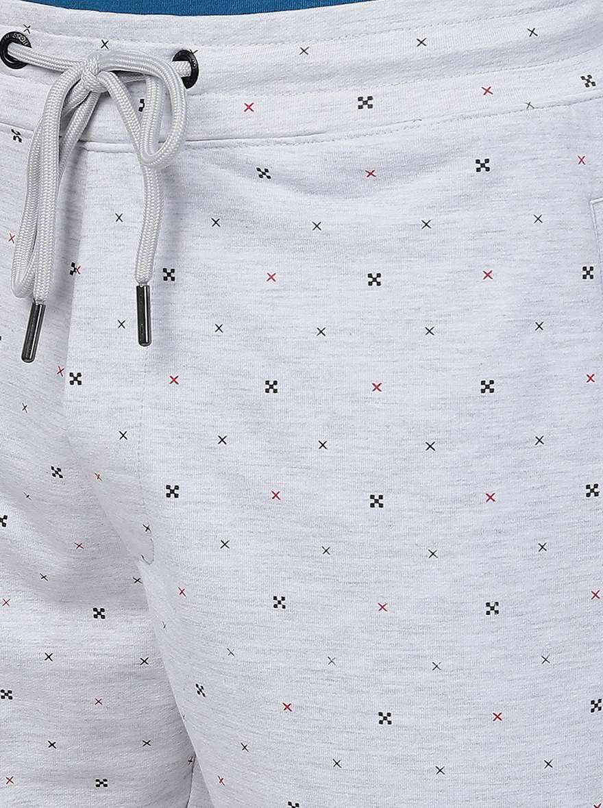 Grey Melange Printed Regular Fit Shorts | JadeBlue