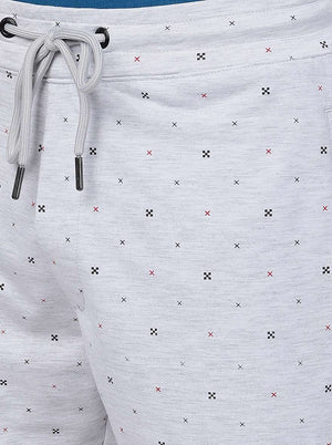 Grey Melange Printed Regular Fit Shorts | JadeBlue