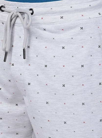 Grey Melange Printed Regular Fit Shorts | JadeBlue
