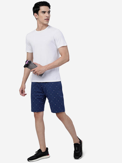 Navy Blue Printed Regular Fit Shorts | JadeBlue