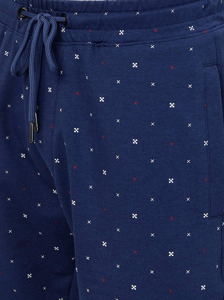 Navy Blue Printed Regular Fit Shorts | JadeBlue